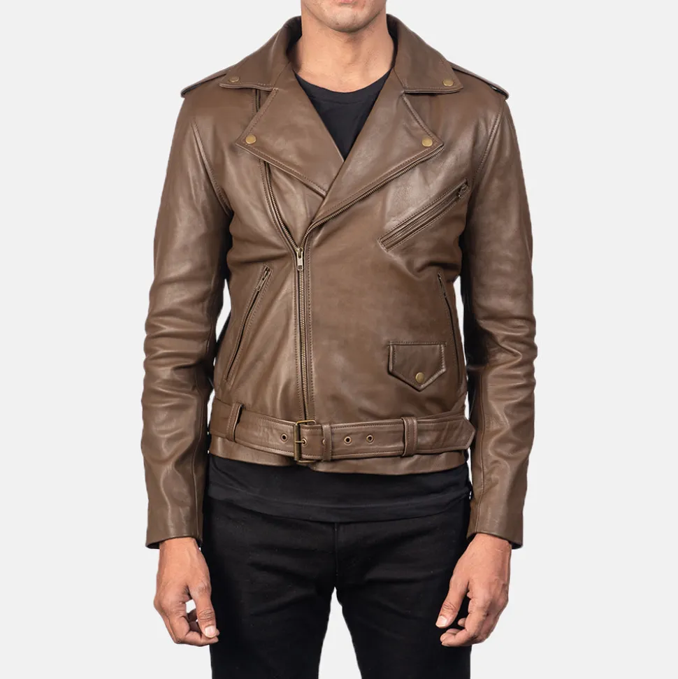 Allaric Alley Mocha Leather Biker Jacket