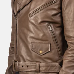 Allaric Alley Mocha Leather Biker Jacket