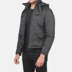 Alps Quilted Black Hooded Windbreaker Jacket