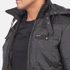 Alps Quilted Black Hooded Windbreaker Jacket