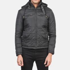 Alps Quilted Black Hooded Windbreaker Jacket