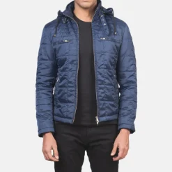 Alps Quilted Blue Hooded Windbreaker Jacket