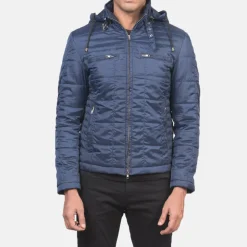 Alps Quilted Blue Hooded Windbreaker Jacket