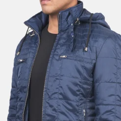 Alps Quilted Blue Hooded Windbreaker Jacket