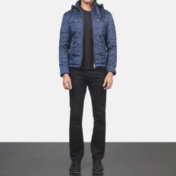 Alps Quilted Blue Hooded Windbreaker Jacket