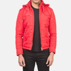 Alps Quilted Red Hooded Windbreaker Jacket