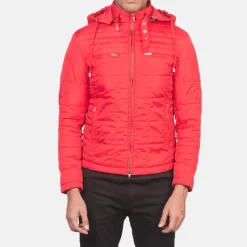 Alps Quilted Red Hooded Windbreaker Jacket
