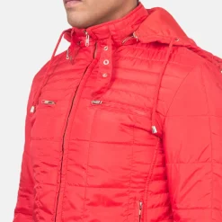 Alps Quilted Red Hooded Windbreaker Jacket