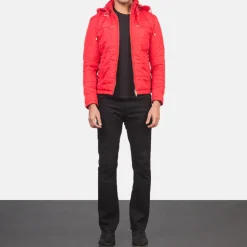 Alps Quilted Red Hooded Windbreaker Jacket