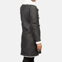 Amie Black Double Breasted Shearling Coat