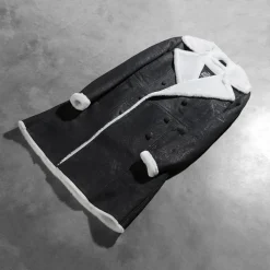 Amie Black Double Breasted Shearling Coat