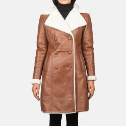 Amie Brown Double Breasted Shearling Coat