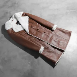 Amie Brown Double Breasted Shearling Coat