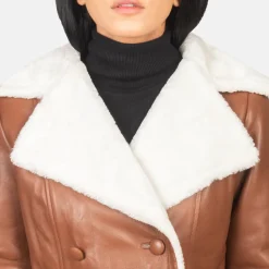 Amie Brown Double Breasted Shearling Coat