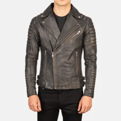 Armand Distressed Brown Leather Biker Jacket