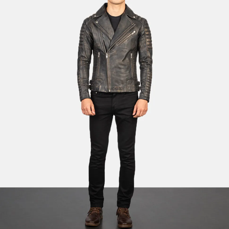 Armand Distressed Brown Leather Biker Jacket