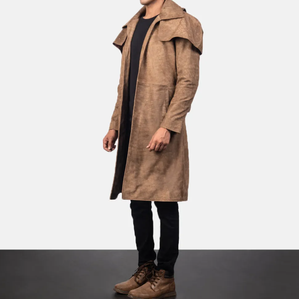 Army Brown Leather Duster