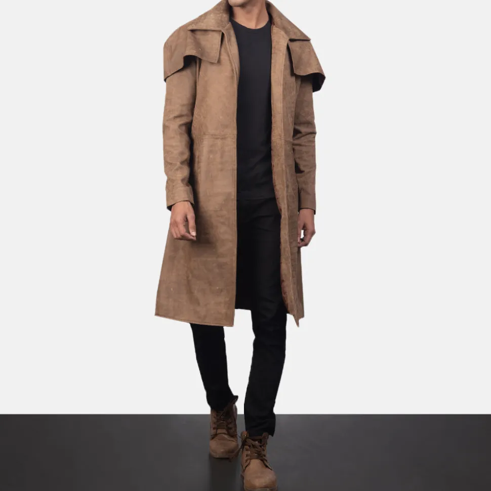 Army Brown Leather Duster
