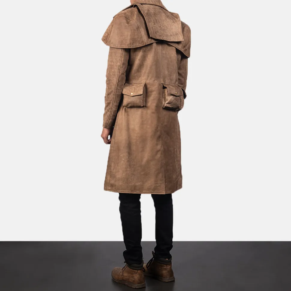 Army Brown Leather Duster