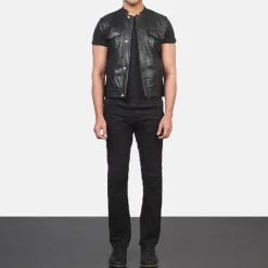 Atlas Moto Black Leather Vest
