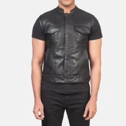 Atlas Moto Black Leather Vest