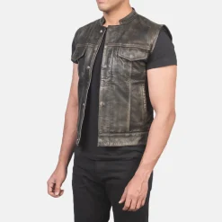 Atlas Moto Distressed Brown Leather Vest