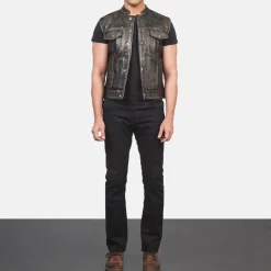 Atlas Moto Distressed Brown Leather Vest