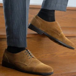 Attorney Derby Brown Suede Leather Shoes - StudGuard