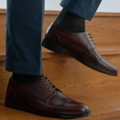 Attorney Derby Burnished Brown Leather Shoes - StudGuard