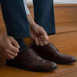 Attorney Derby Burnished Brown Leather Shoes - StudGuard
