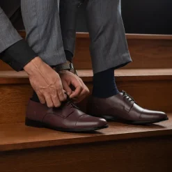 Attorney Derby Maroon Leather Shoes
