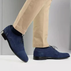 Attorney Derby Midnight Blue Suede Leather Shoes