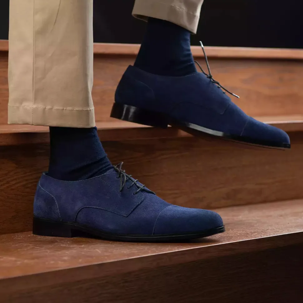 Attorney Derby Midnight Blue Suede Leather Shoes