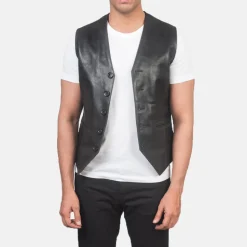 Auden Black Leather Vest