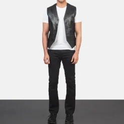 Auden Black Leather Vest