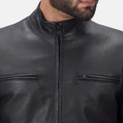 Austere Matte Black Leather Biker Jacket