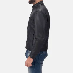 Austere Matte Black Leather Biker Jacket