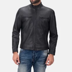 Austere Matte Black Leather Biker Jacket