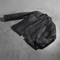 Austere Matte Black Leather Biker Jacket
