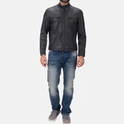 Austere Matte Black Leather Biker Jacket