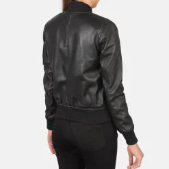 Ava Ma-1 Black Leather Bomber Jacket