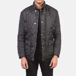 Barry Quilted Black Windbreaker Jacket