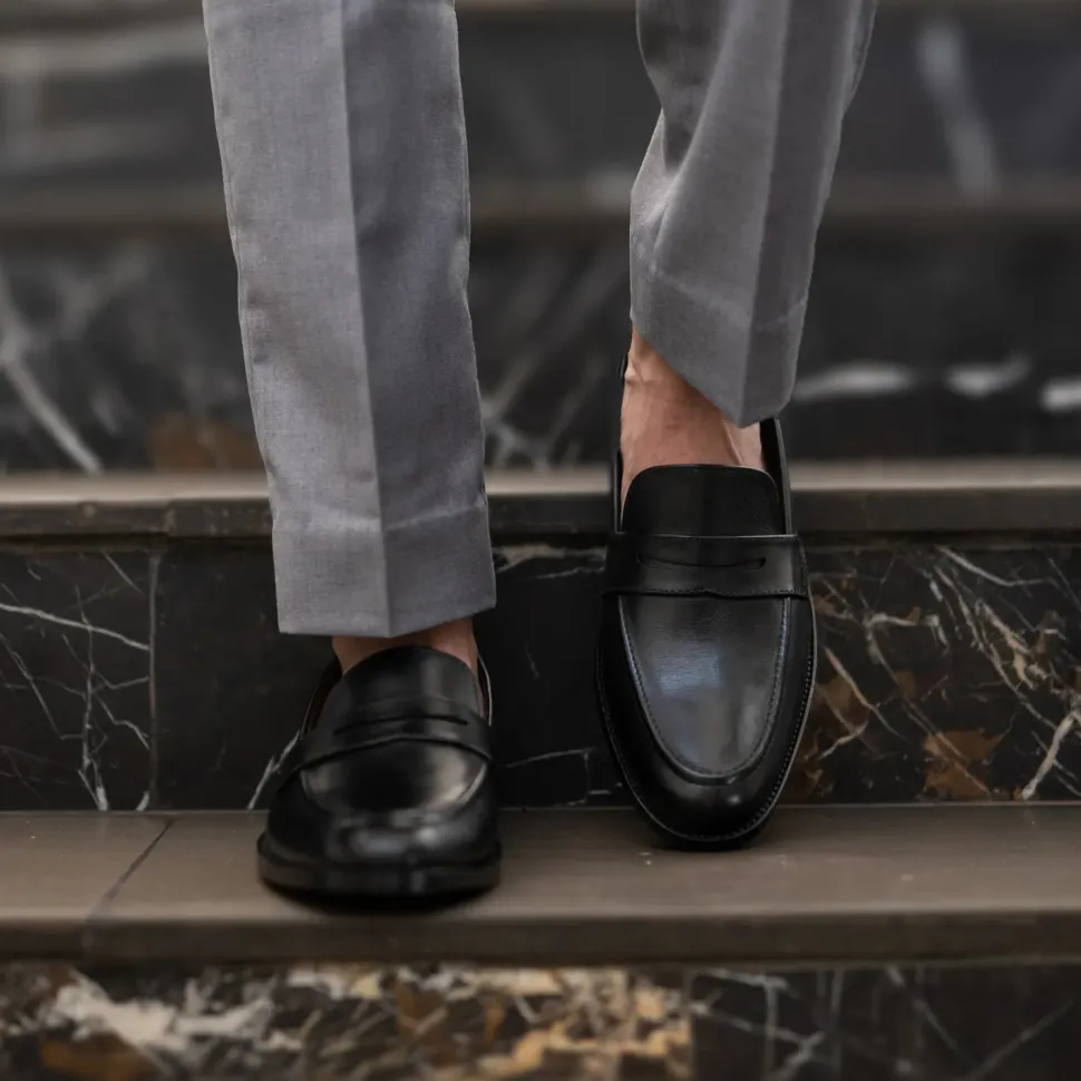 Baxton Black Leather Loafers
