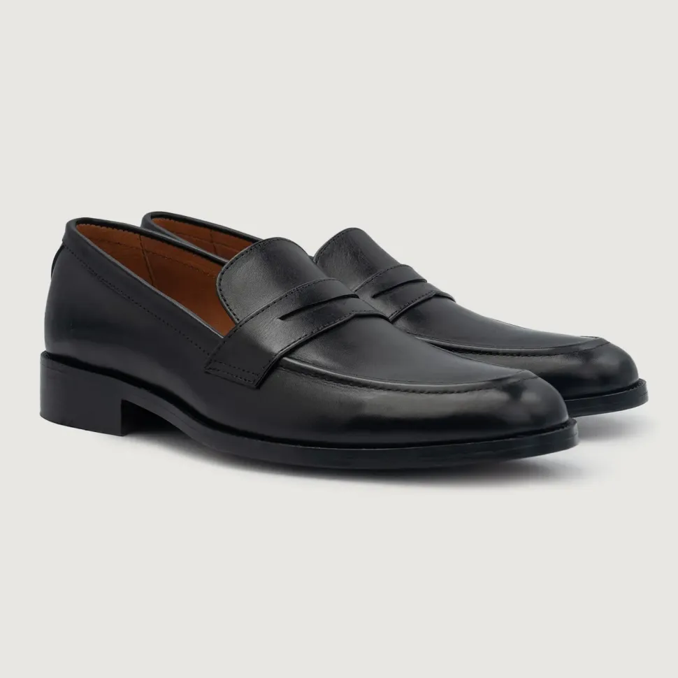 Baxton Black Leather Loafers