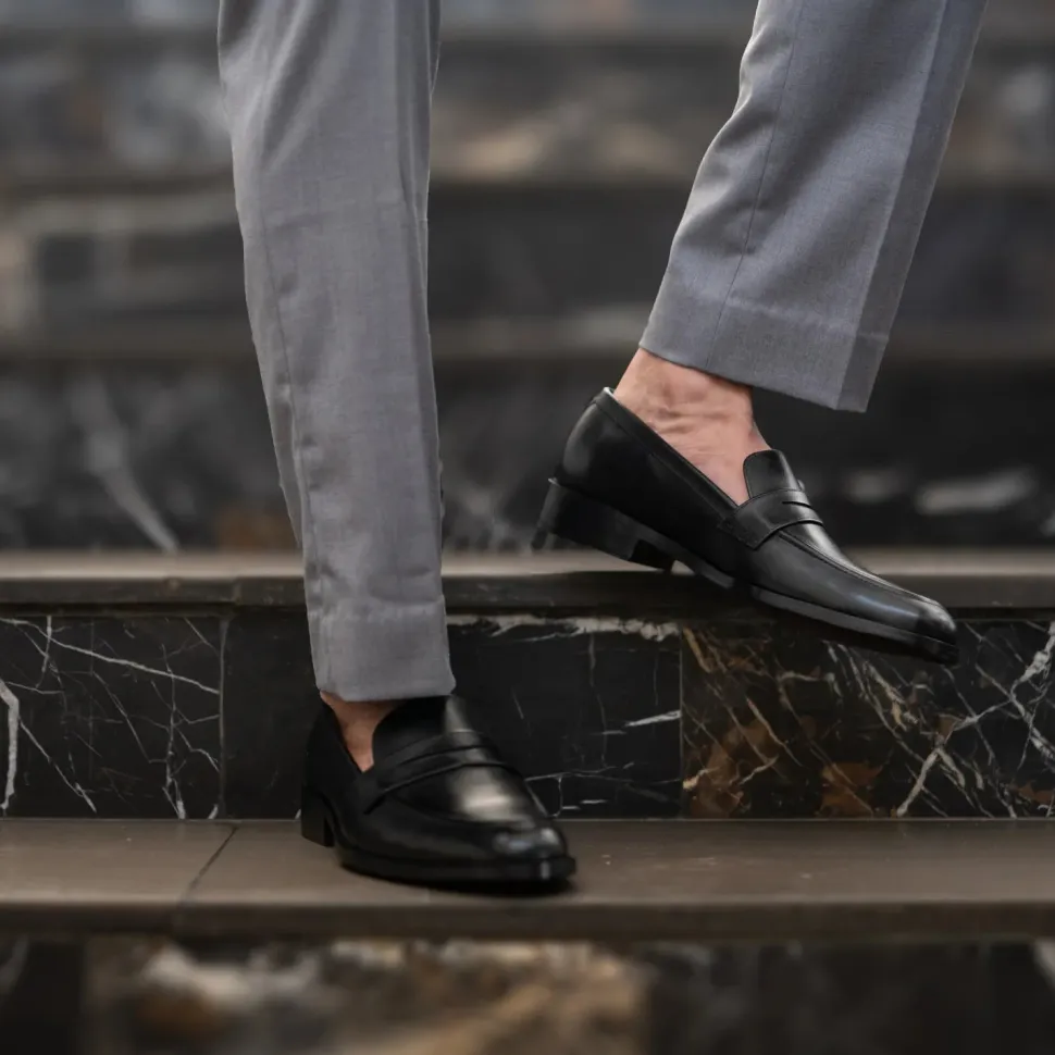 Baxton Black Leather Loafers