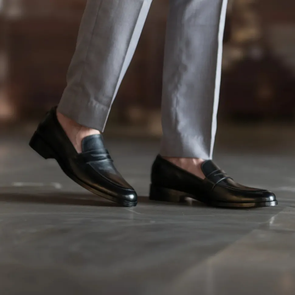 Baxton Black Leather Loafers