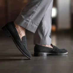 Baxton Black Suede Leather Loafers