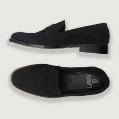 Baxton Black Suede Leather Loafers