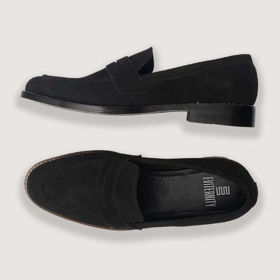 Baxton Black Suede Leather Loafers