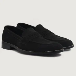 Baxton Black Suede Leather Loafers